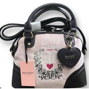 NWT~JUICY COUTURE Pink Diamond Velour Heritage Dome Satchel Handbag Purse